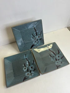 Juego de 3 platos cuadrados Pier One de gres TRANQUIL 8,25" azul verdoso verde cereza - Imagen 1 de 10