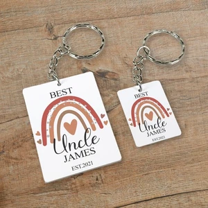 Best Uncle Personalised Name Rainbow Keyring / Keychain Gift Idea - Picture 1 of 4