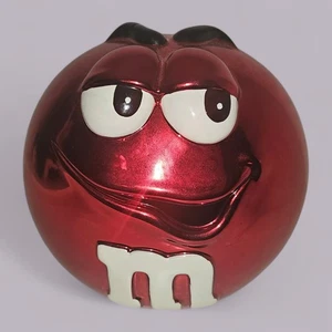 Vintage 2003 Red Metallic M & M Cookie Candy Jar Ceramic - Picture 1 of 6