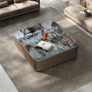 Luxury Square Labradorite Coffee Table – Handmade Gemstone Furniture gifts Her - Picture 1 of 10