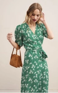 Rouje Robe Rue Midi Dress in Green With White Flowers Size 38 - Worn Once - Picture 1 of 8