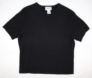 Vintage Pendleton Sweater Women Petite M Merino Wool Cashmere Short Sleeve Black - Picture 1 of 4