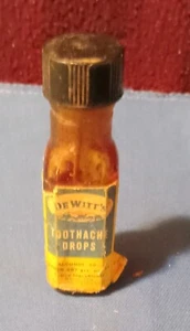Vintage kleine Dewitt's Zahnschmerztropfen Glasflasche Werbung - Bild 1 von 4