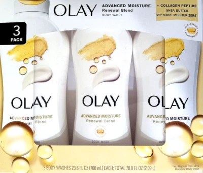 Jabón corporal Olay Advanced Moisture Renewal Blend (23,6 fl oz x 3) manteca de karité Foto 1 de 3