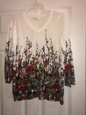 NWOT CATHY DANIELS MULTI-COLOR PULLOVER FLORAL SWEATER W/ FAUX CRYSTALS - XL