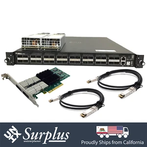 32 Port 40GbE QSFP+ Dell S6000 SONIC OS Switch + 1x 40GB NIC 2x 40GB DAC Cable - Picture 1 of 9