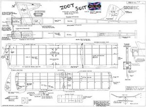 ZOOT SUIT 1954 PYLON FREE FLIGHT POWER MODEL 57 1/2" SPAN PLANS - Picture 1 of 1