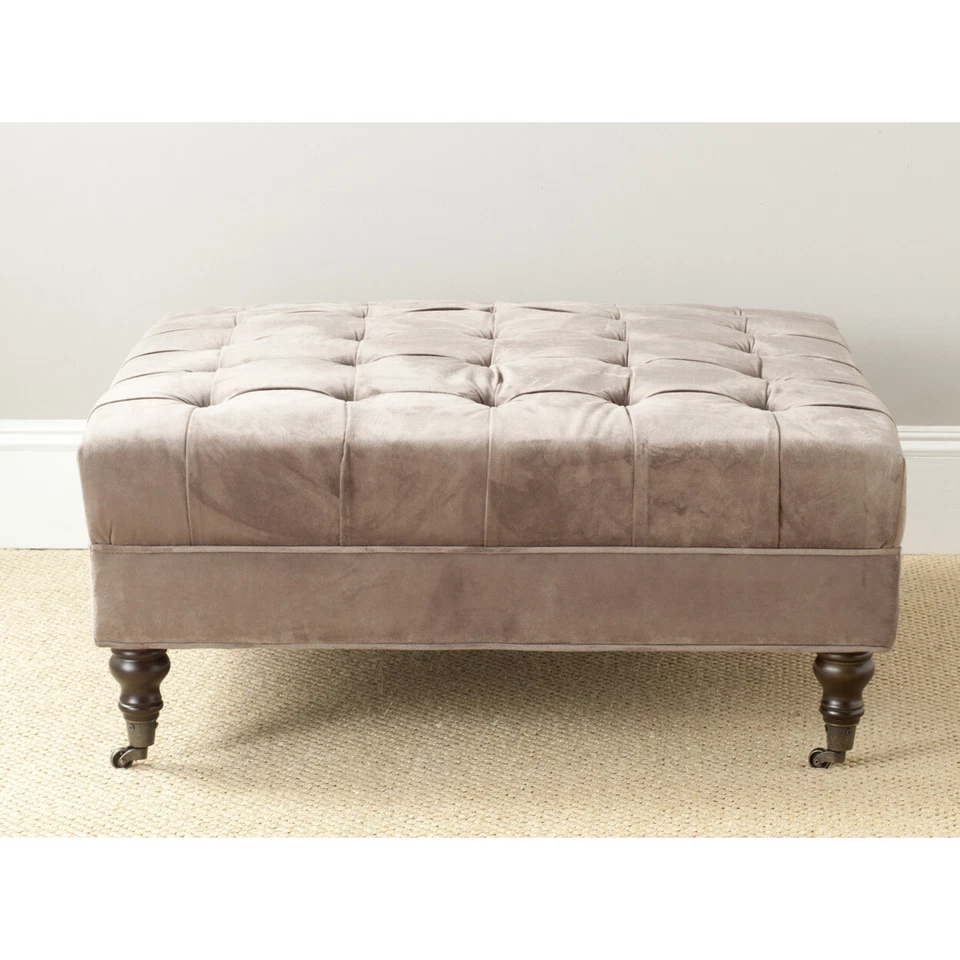 SAFAVIEH Clark Tufted Cocktail Otomano | Cogumelo Taupe | - Imagem 1 de 4