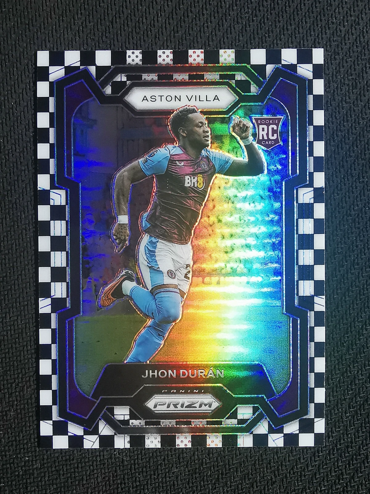 2023-24 Panini Prizm EPL Black White Checker SP RC JHON DURAN Aston Villa