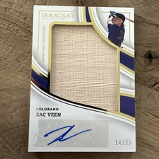 2023 Panini Baseball Immaculate Zac Veen Jumbo Bat Signature #14/35