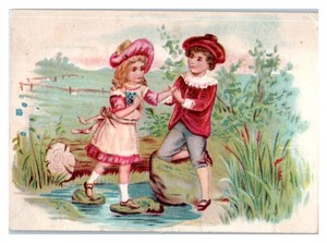 Kushion Komfort Shoes, Love at First Sight, Wentz and Paul Victorian Trade Card