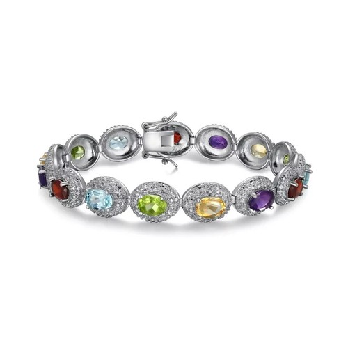 VALENTINO Bracciale da sposa multicolore con pietre preziose aureola cocktail in argento sterling 925