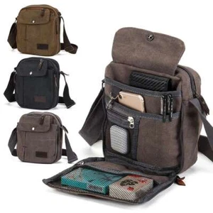 Men's Canvas Cross-body Pouch Handbag Cell Phone Purse Wallet Shoulder Bag Case - Picture 1 of 14