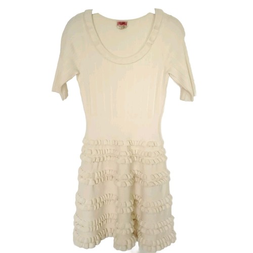 Maglione Kate Spade donna lavorato a maglia abito medio avorio crema 100% cotone arricciacapelli in perfette condizioni