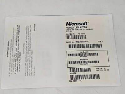 Microsoft SQL Server Standard 2014 EMB 5 CLT Key Only P6L-00008 X05-05237 - Image 1 of 2