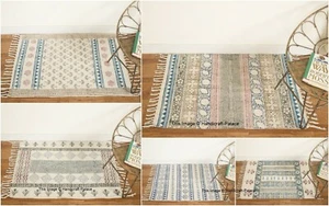 Indian Cotton Area Rugs Handmade Floor Beach Doormats Indoor Runners Boho Carpet - Picture 1 of 26