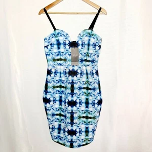 Wish Size 10 Blue Abstract Strapless Removable Straps Sweetheart Pencil Dress - Bild 1 von 12