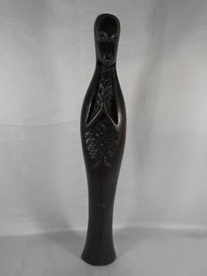 ART AFRICAIN  38,5 cm SCULPTURE / STATUE VIERGE EN EBENE / BOIS DE MADAGASCAR ?  - Photo 1/4