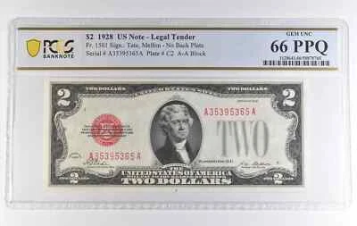1928 $2 Fr 1501nbp *RARE MISSING BACK PLATE NUMBER* GEM UNC 66PPQ *FINEST KNOWN* - Image 1 of 2