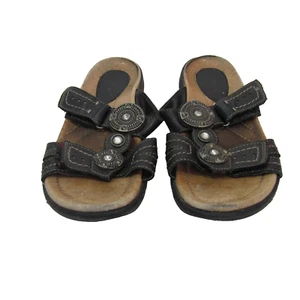 Earth Papaya Women’s Shoes Black Leather Slide Sandals Size 7.5 B - Imagen 1 de 7