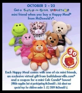 2009 McDonalds | Build A Bear | Happy Meal Toy | Complete Set 1-6 - Picture 1 of 8