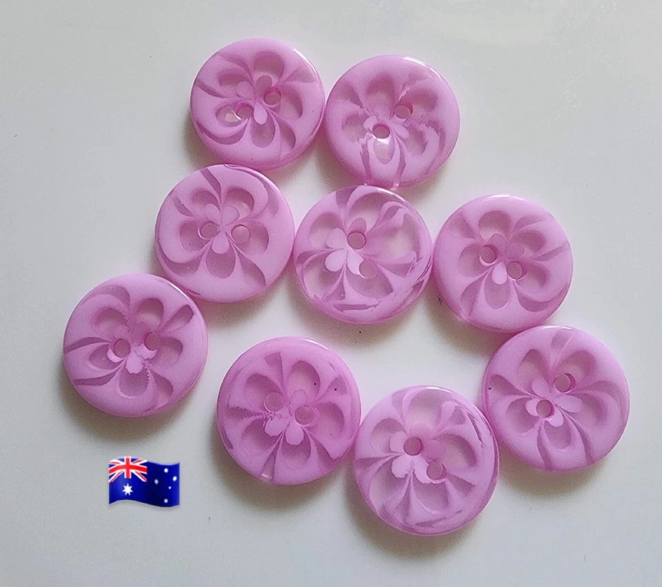 30pcs 14mm Pink Flower Two Hole Button - Image 1 of 1