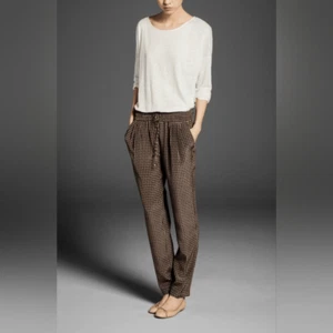 NWOT Massimo Dutti Pants Drawstring Patterned Joggers Mulberry Silk Size 4 - Picture 1 of 7