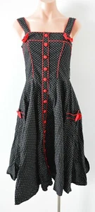 Hell Bunny Dress Womens Size XS Black White Red Polka dot Rockabilly - Picture 1 of 12