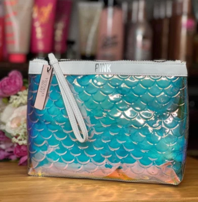 Victoria's Secret розовый русалки вибрации красоты пляж сумка ладони путешествий молнии чехол, новый с Ярлыками - Изображение 1 из 4