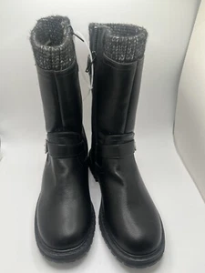 Dolce Vita Kids Black Lace Up Combat Camille Pearl Lug Sock Boot Girls 3 - Picture 1 of 4
