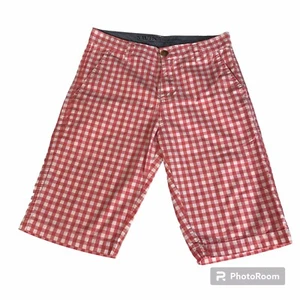 Náutica Bermuda Short Boy’s Size 16 Color Red/White Plaid Mid Rise Pockets Side - Picture 1 of 12