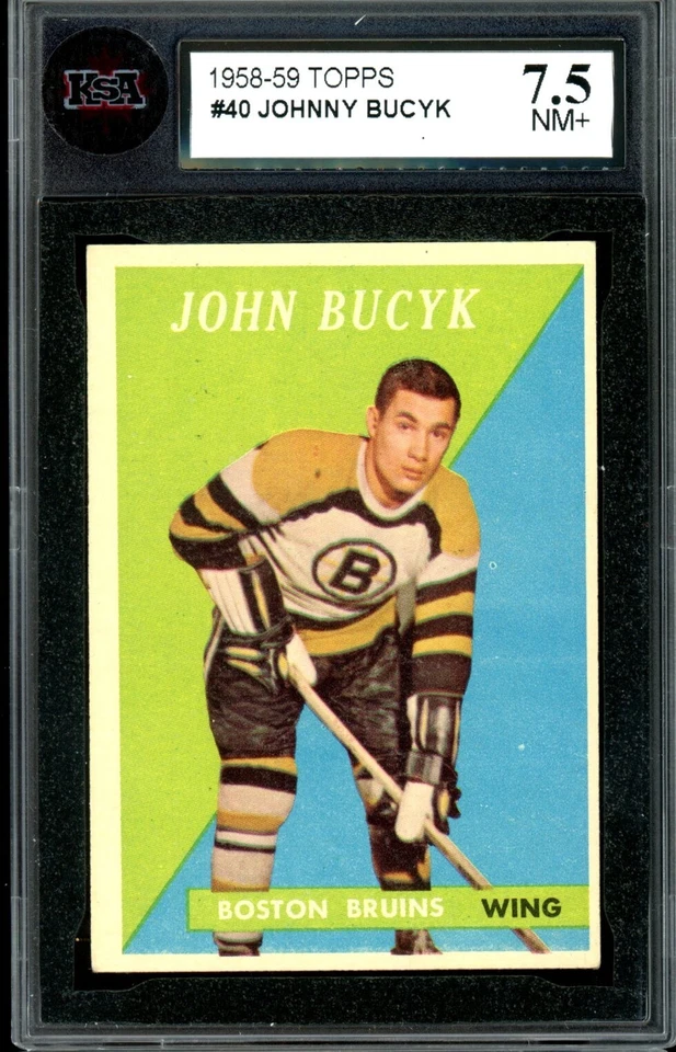 1958-59 TOPPS NHL Hockey #40 Johnny Bucyk HOF KSA 7.5  Boston Bruins Card - Image 1 of 2