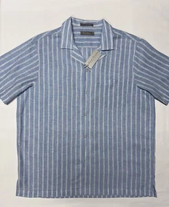 Camisa Daniel Cremieux Hombres Botón Grande Mezcla de Lino Manga Corta Bolsillo Azul $85 - Imagen 1 de 8