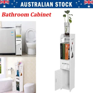 Bathroom Furniture Cabinet Storage Slim Shelf Toilet Tissue Cupboard Rack Holder - Picture 1 of 12