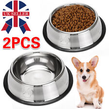 🔥2x Large Dog Bowls Non Slip Pet Cat Puppy Stainless Steel Water Food Dish Bowl