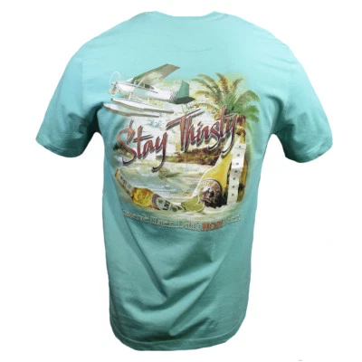 Camiseta Stay Thirsty Para Hombre "Island Shores" Conservar Agua Bebida Cerveza Verano Nueva Con Etiquetas Foto 1 de 4