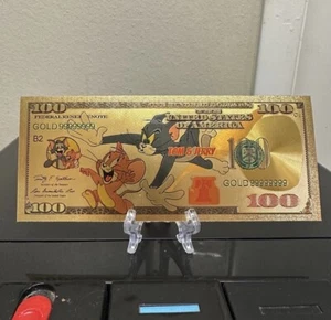 24k Gold Foil Plated Tom And Jerry Banknote Warner Bros. Collectible - Picture 1 of 3