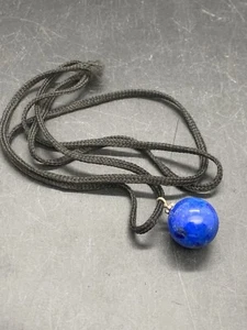 39 Carats Lapis Lazuli Round Pendent With Black Wire. - Picture 1 of 8