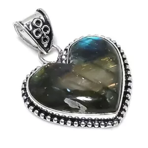 Labradorit Edelstein Handarbeit 925 Sterlingsilber Schmuck Anhänger 1,77" j973 - Bild 1 von 7