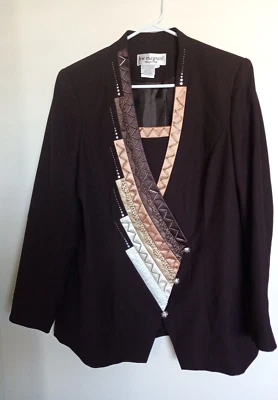 Blazer Lew Magram Mujer Marrón Con Cuentas Talla 14 Vintage  Foto 1 de 3