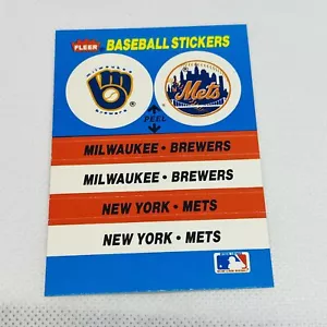 1987 Fleer Team Stickers # NNO Milwaukee Brewers / New York Mets A52 - Picture 1 of 2
