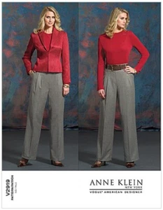 Vogue ANNE KLEIN Designer Misses Suit, Jacket, Pants Sewing Pattern 2919 Sz 6~20 - Picture 1 of 6