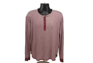Camiseta Lucky Brand Para Hombre XL Roja Henley Manga Larga Pullover Algodón Jaspeado - Imagen 1 de 11