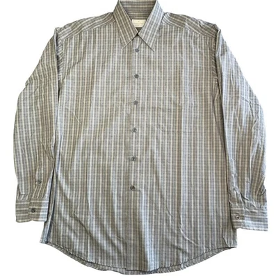 Camisa de Vestir Ermenegildo Zegna Manga Larga Para Hombre L Gris Beige Rayas Algodón Botón Foto 1 de 4