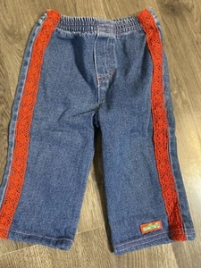 Vintage Y2K 2005 Sesame Street Red Lace Denim Jeans Pants Size 12 Months - Picture 1 of 9