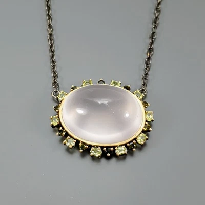 Jewellery 70ct+ Natural Rose Quartz Necklace 925 Sterling Silver 17.75"/N26940 - Image 1 of 4