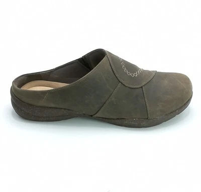 Clarks Zapatos Mujer Mules Roseville Faye Zueco Cuero Taupe Oscuro Topo Toboganes 12 Foto 1 de 4