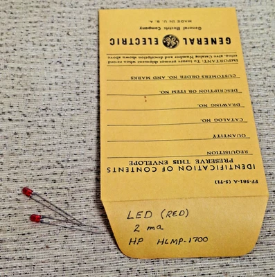 Lot of 2 Red LEDs Hewlett Packard /2ma HLMP-1700/Vintage - Image 1 of 3