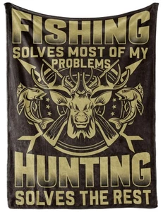 Hunting Fishing Gifts for Men Blanket Throw - Gift for Hunters Fisherman - So... - Bild 1 von 7