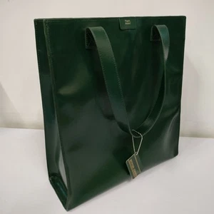 Paper things Dark Green Recycled Large Leather Tote Shoulder Bag - Picture 1 of 9